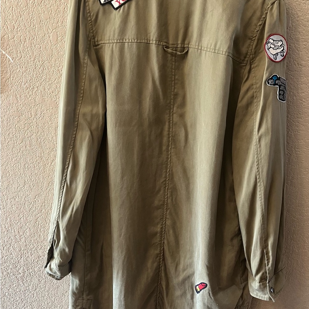 Zara Utility Patch Jacket Women’s Small Khaki 100… - image 5